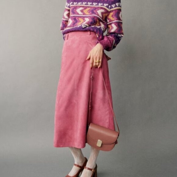 Suede Meliora Skirt in Rosewood - Picture 1 of 5